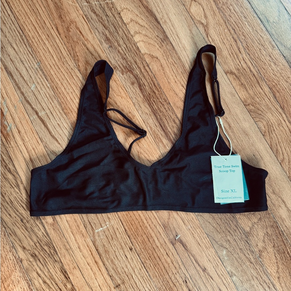 Tan Through True Tone Black Bikini Top XL